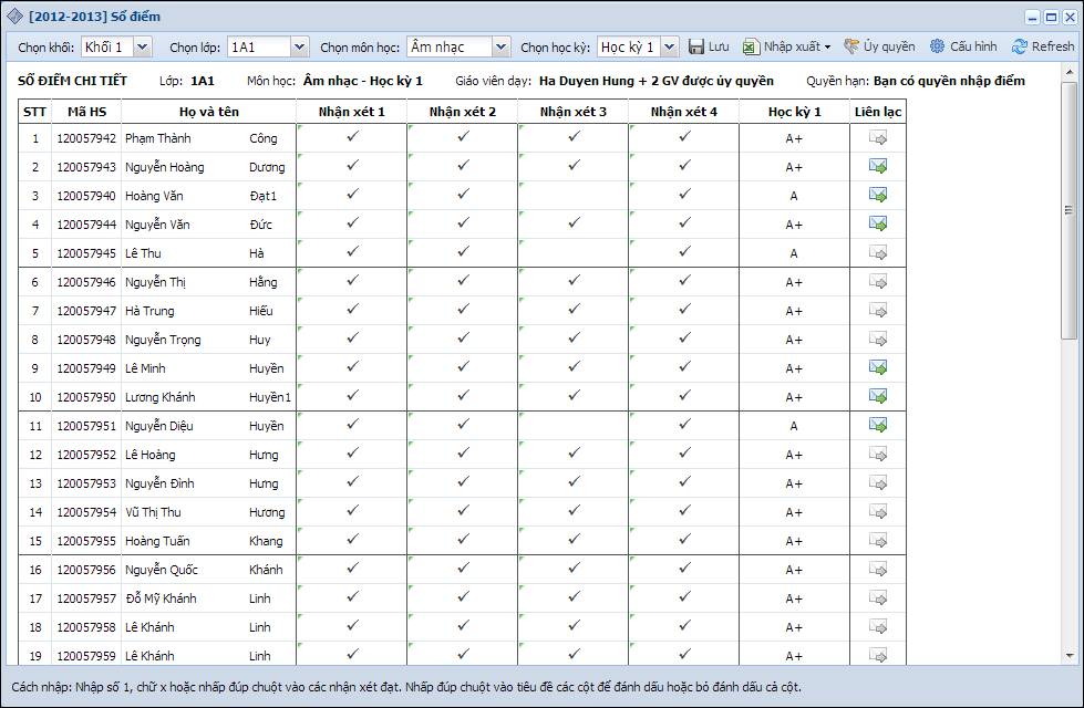 Nhập điểm vào VnEdu