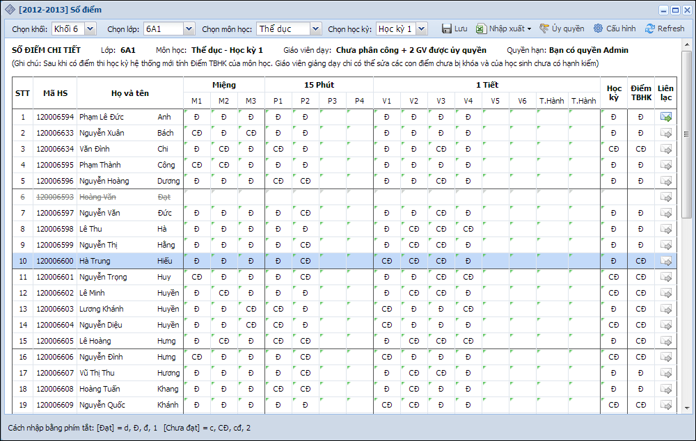 Cách nhập điểm vào vnedu thpt