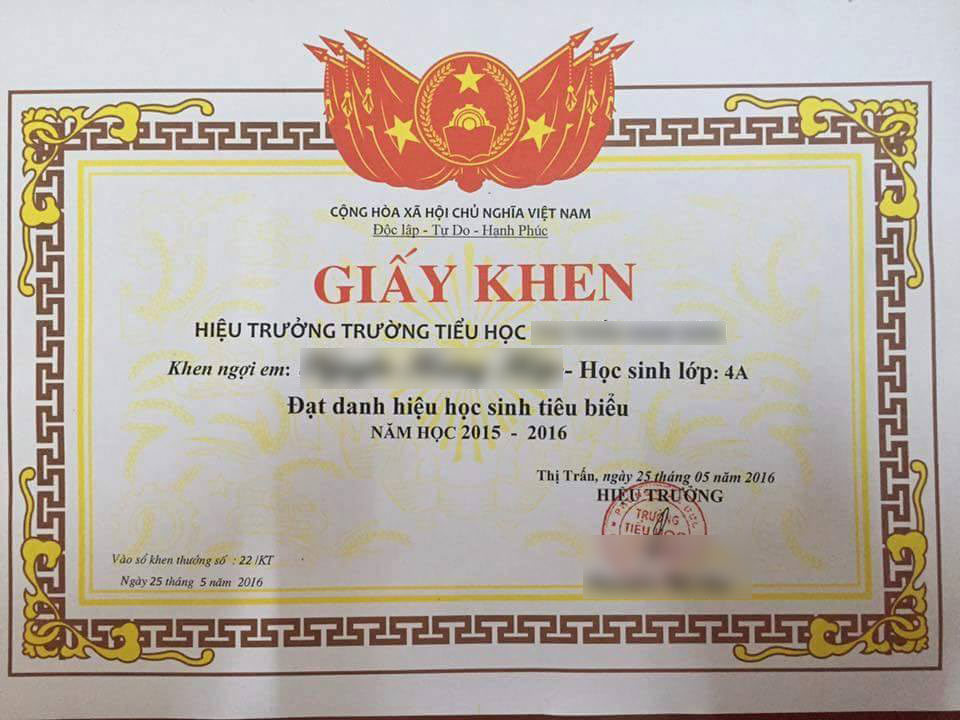 Cách ghi giấy khen tiểu học