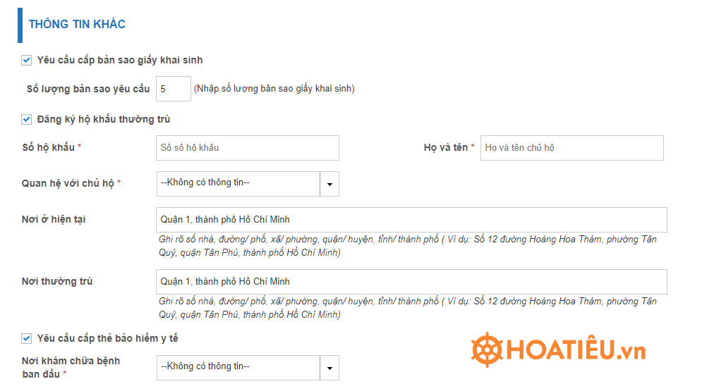 Làm giấy khai sinh online