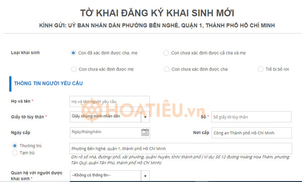 Cổng thông tin đăng ký khai sinh trực tuyến