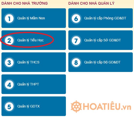 Hướng dẫn đăng nhập cơ sở dữ liệu ngành giáo dục tiểu học