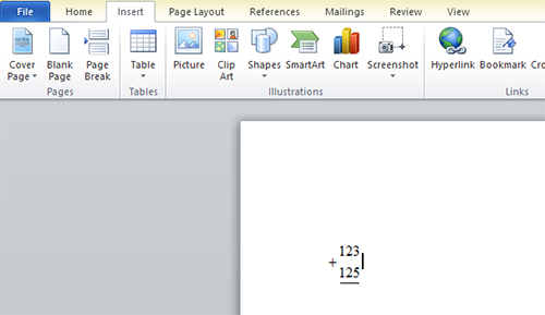 Đặt tính dọc trong word