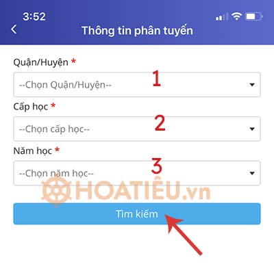 Cách tra cứu thông tin phân tuyến đầu cấp