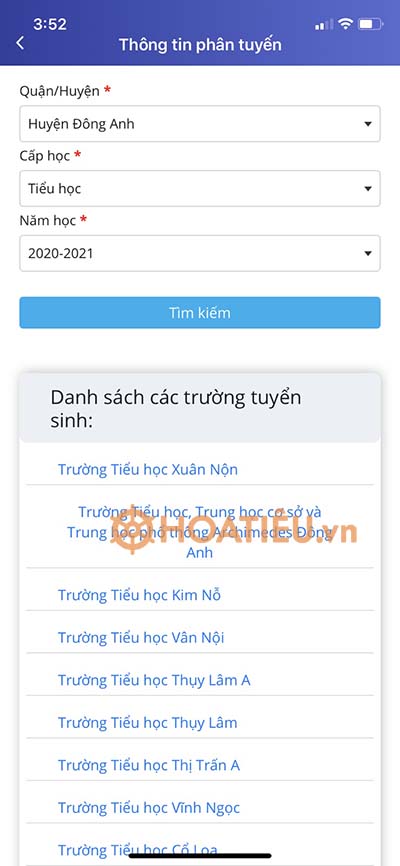 Cách tra cứu thông tin phân tuyến đầu cấp