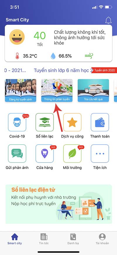 Cách tra cứu thông tin phân tuyến đầu cấp