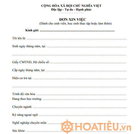 Đơn xin làm thêm