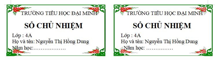 Mẫu nhãn vở đẹp cho giáo viên