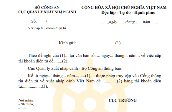 Mẫu trả lời đề nghị cấp tài khoản điện tử