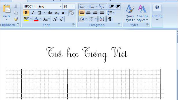 Font chữ in thường tiểu học