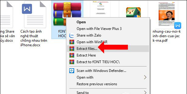 Font chữ tiểu học