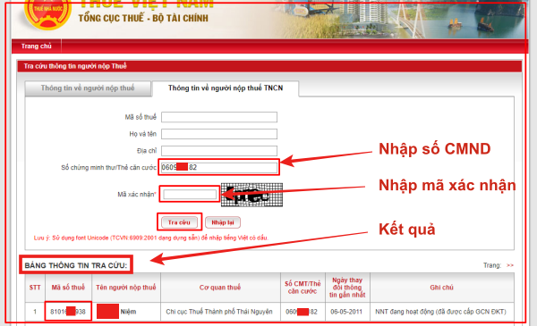tra cứu mã số thuế