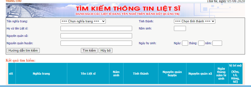 Cách tra cứu thông tin liệt sĩ
