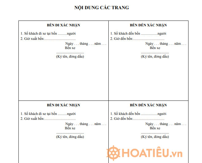 Bảng lịch trình ô tô