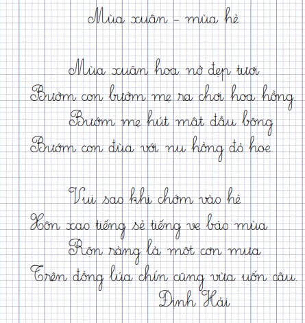 Bài viết mẫu luyện chữ đẹp