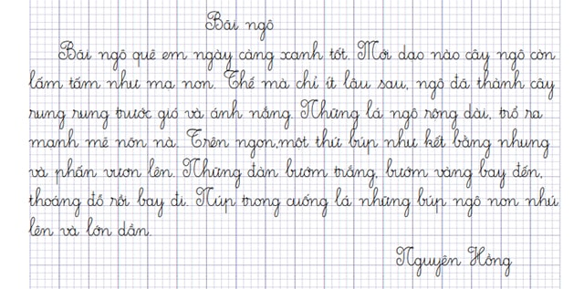 Bài viết mẫu luyện chữ đẹp