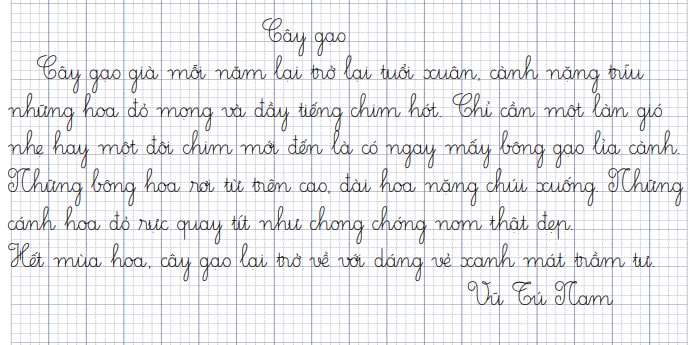 Bài viết mẫu luyện chữ đẹp