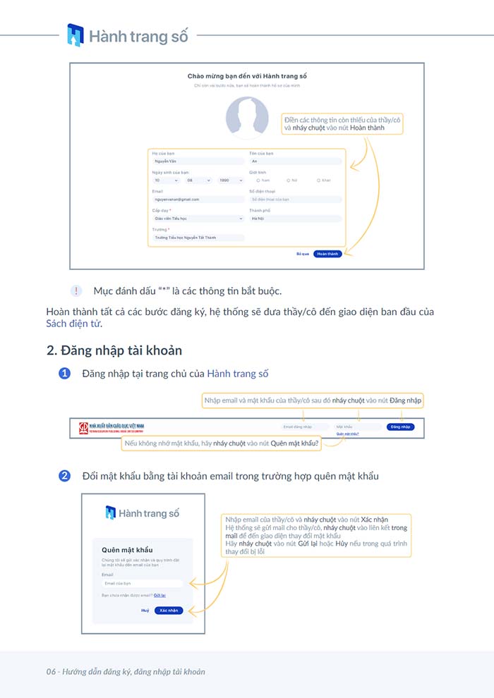Đăng ký tài khoản hành trang số