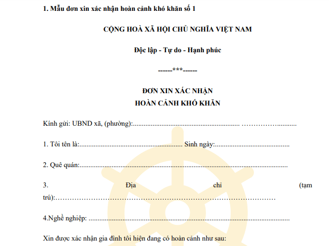 Đơn xin xác nhận hoàn cảnh khó khăn