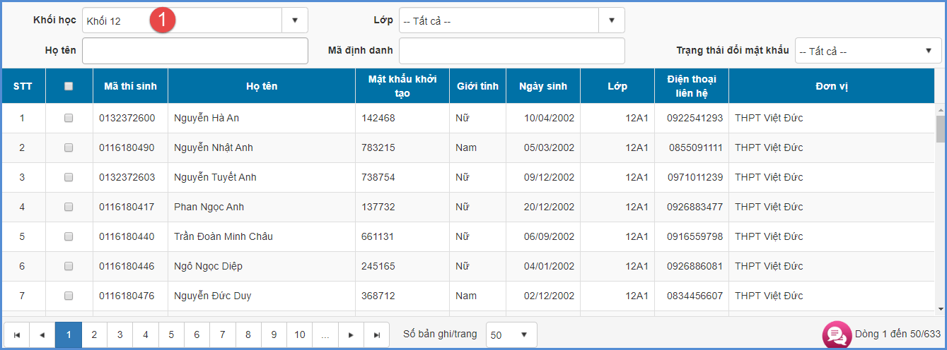 Khai báo y tế cho học sinh cấp 2