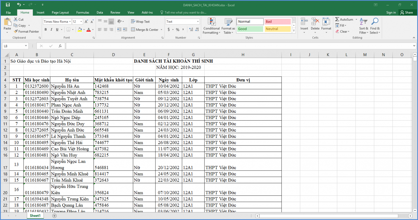 Khai báo y tế cho học sinh cấp 3