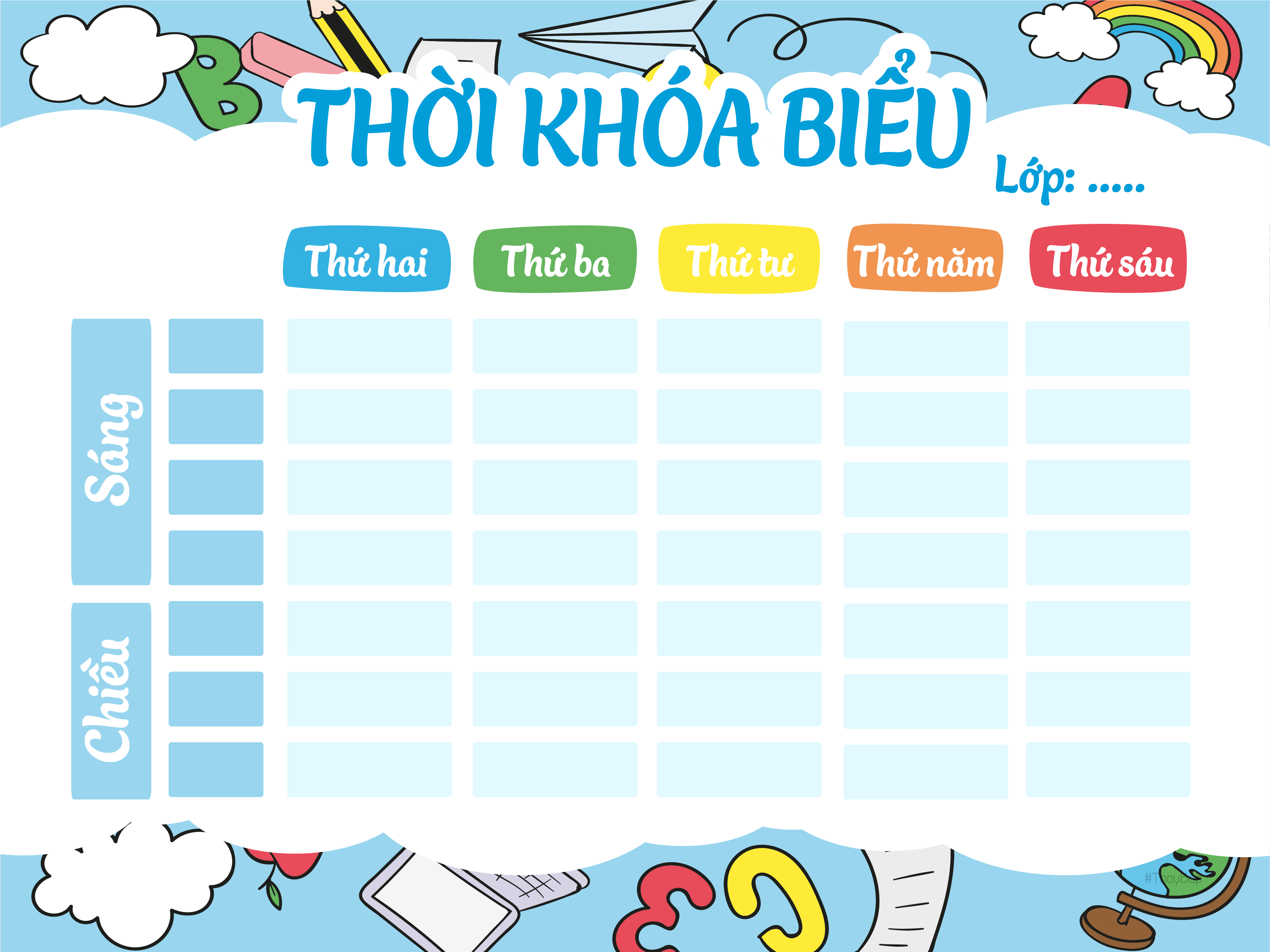 Mẫu thời khóa biểu ấn tượng