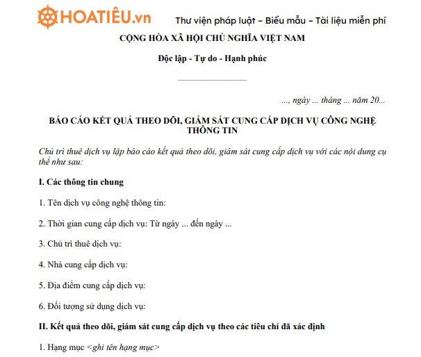 Biên bản bàn giao thông tin và dữ liệu hình thành trong quá trình cung cấp dịch vụ công nghệ thông tin