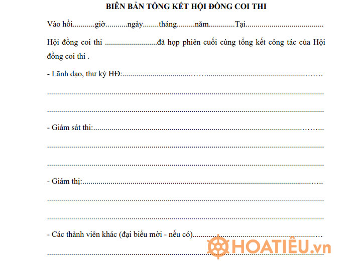 Biên bản tổng kết hội đồng coi thi