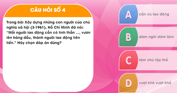 Đáp án học và làm theo lời Bác 2020