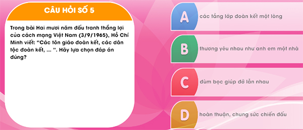 Đáp án học và làm theo lời Bác 2020