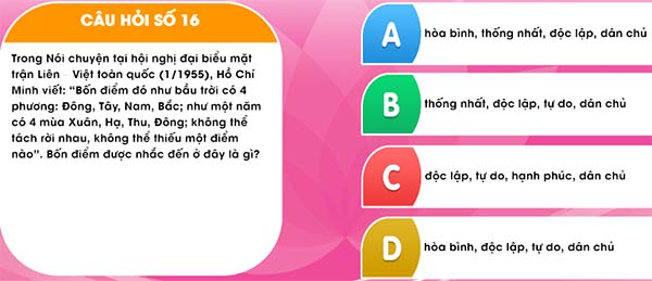 Đáp án học và làm theo lời bác