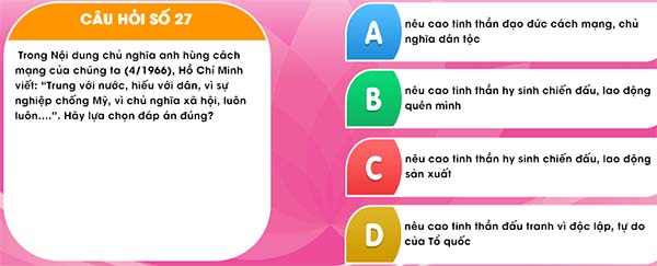 Đáp án học và làm theo lời bác
