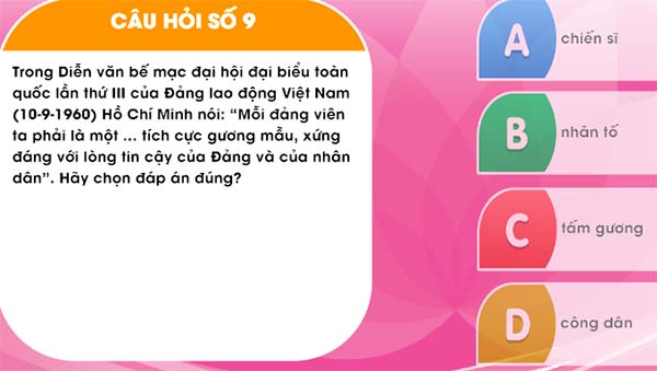 Đáp án học và làm theo lời bác
