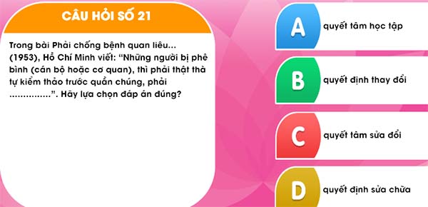 Đáp án học và làm theo Bác