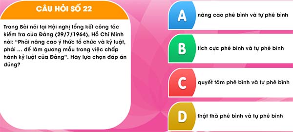 Đáp án học và làm theo Bác