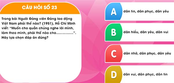 Đáp án học và làm theo Bác