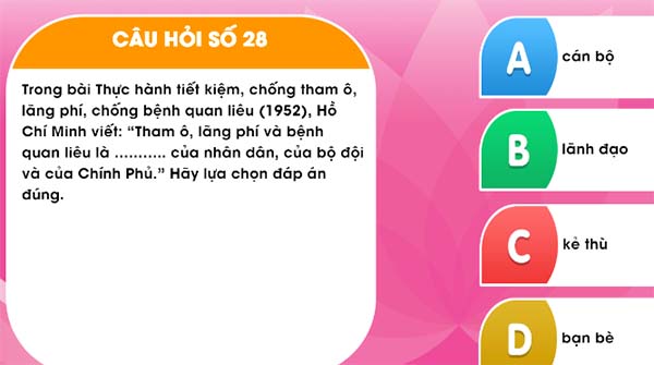 Đáp án học và làm theo Bác