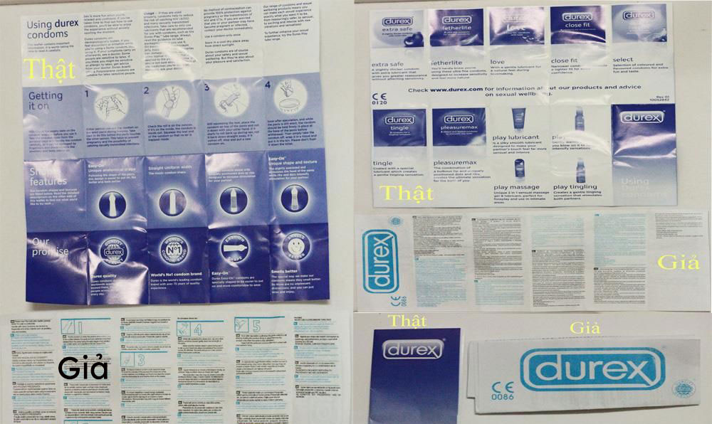 Phân biệt dựa vào hướng dẫn sử dụng trong các hộp bao cao su