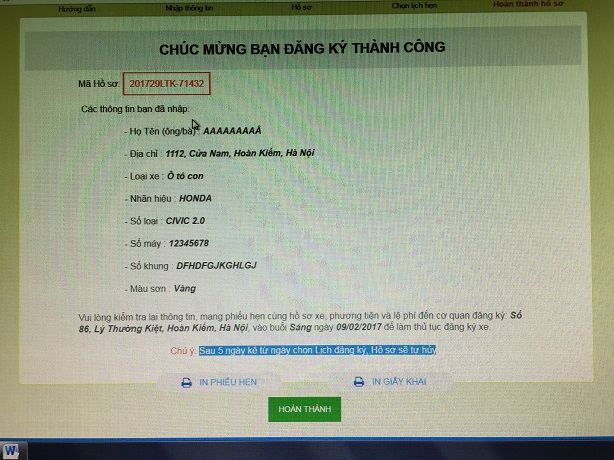 Hướng dẫn đăng ký xe qua mạng