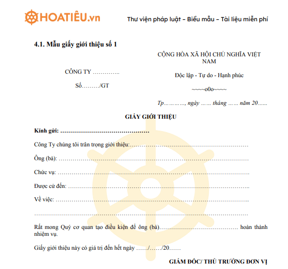 Mẫu giấy giới thiệu