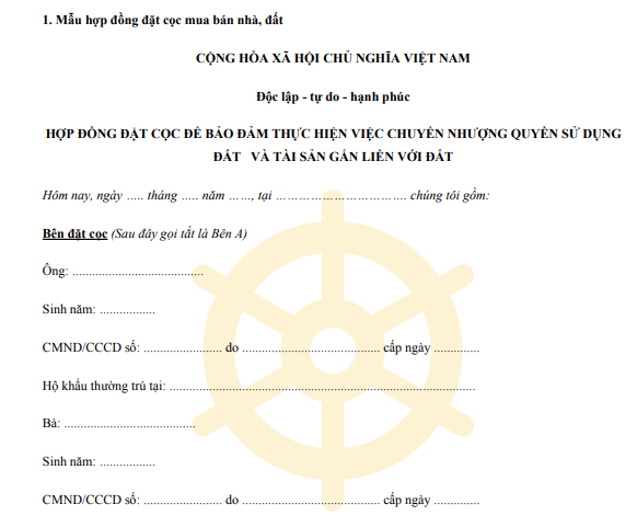 Hợp đồng đặt cọc mua bán nhà đất