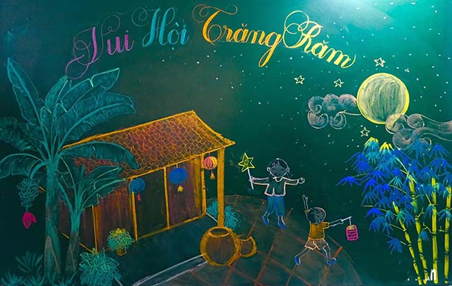 Mẫu trang trí bảng tết trung thu