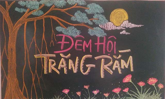 Mẫu trang trí bảng tết trung thu