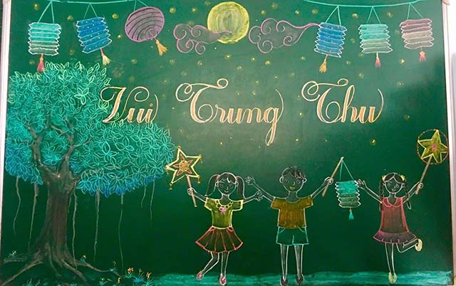 Mẫu trang trí bảng tết trung thu