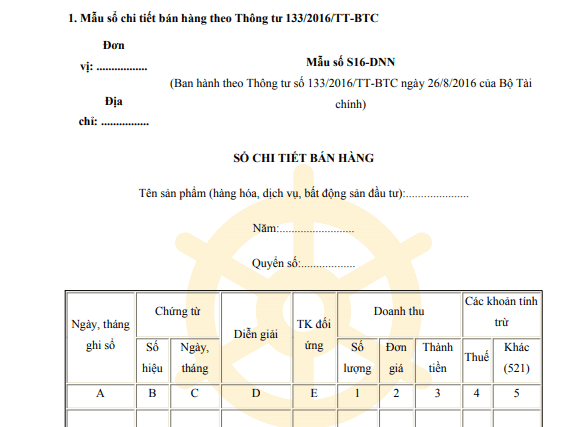 Sổ chi tiết bán hàng