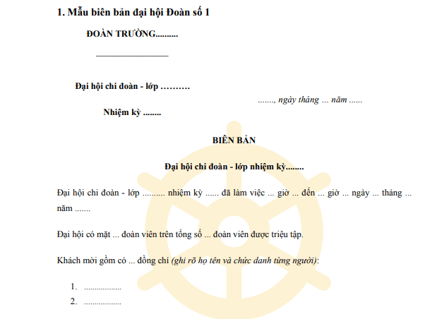 Mẫu biên bản đại hội Đoàn 2020