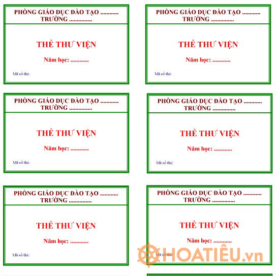 Mẫu thẻ mượn sách thư viện