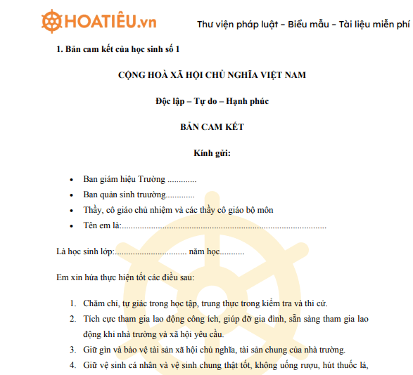 Bản cam kết giáo dục