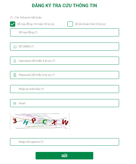 Tra cứu E credit qua website 