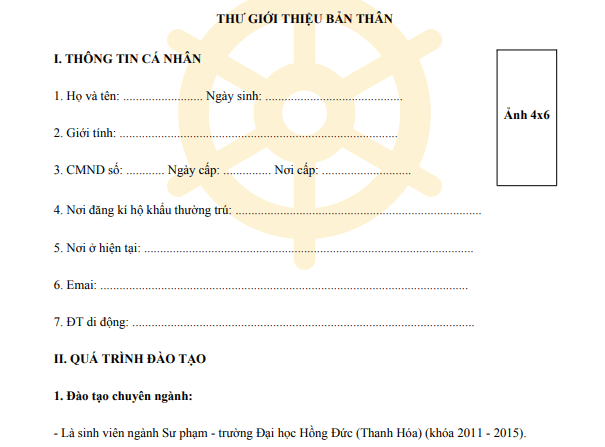 Mẫu thư giới thiệu bản thân
